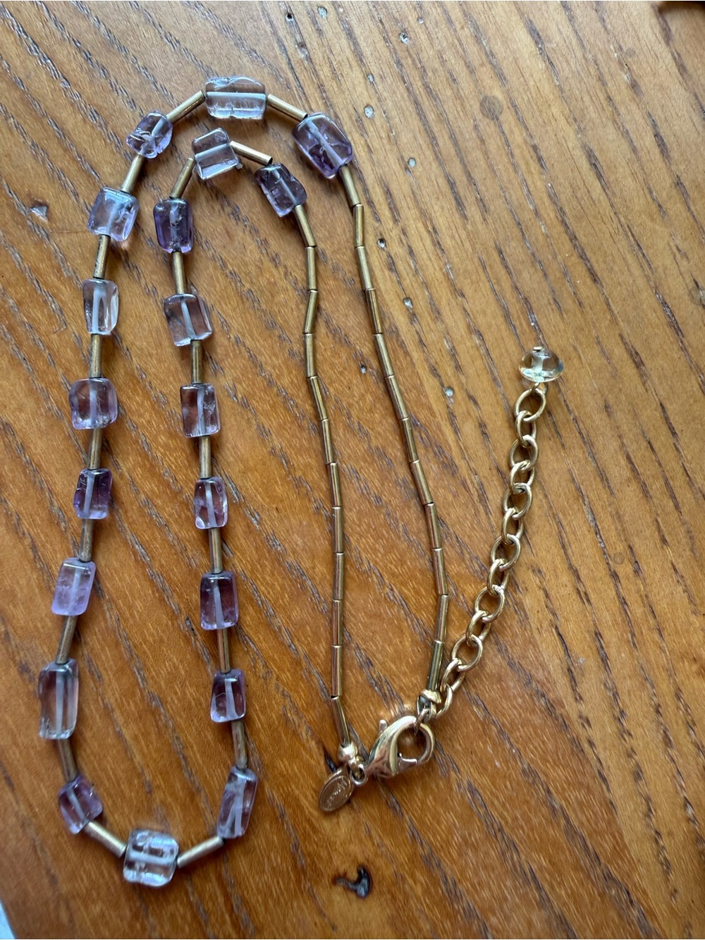 Monet Gold-Tone Necklace with Light Purple Cube Beads
